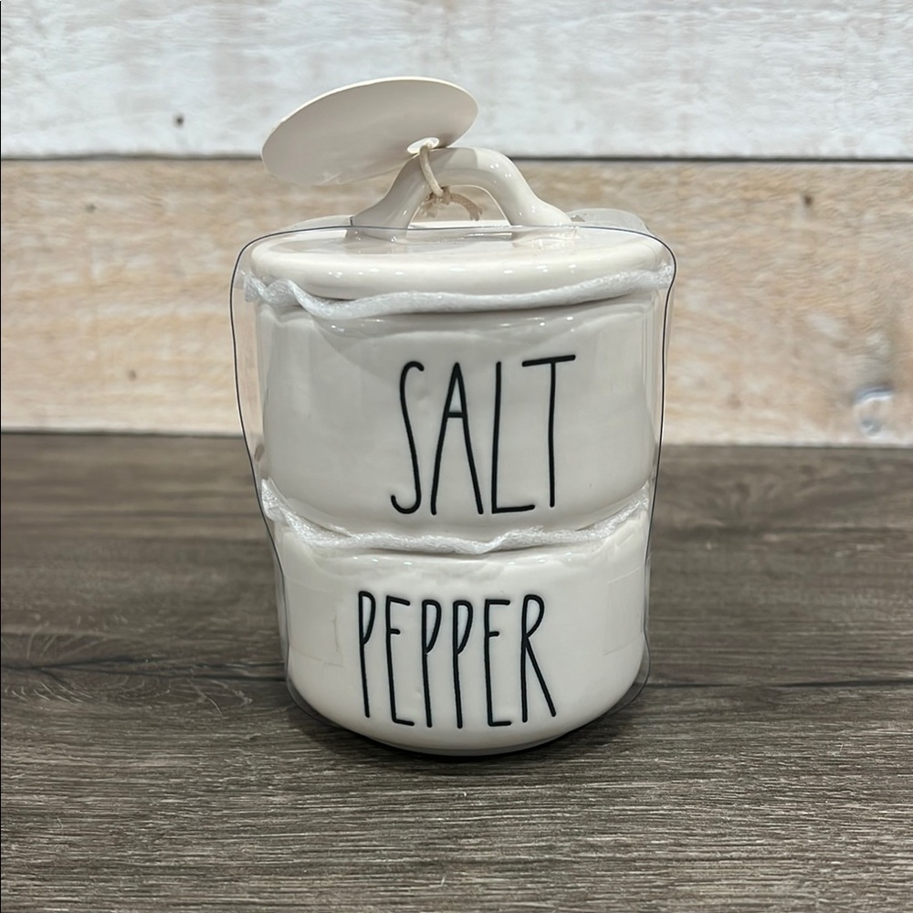 Rae Dunn White Salt and Pepper Stackable Set